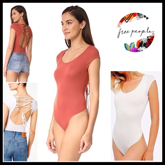 FREE PEOPLE WHITE BOHO BODYSUIT SHORT SLEEVES A2C - Picture 5 of 8